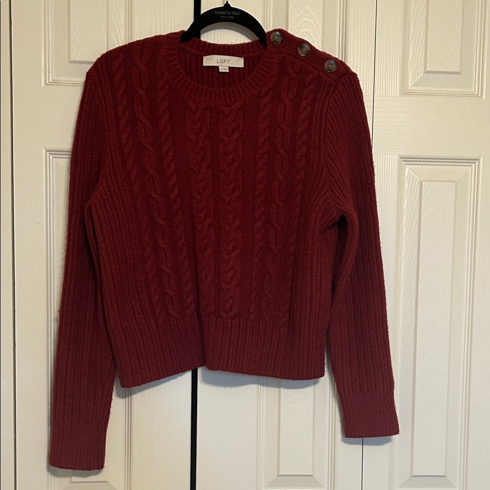 LOFT Burgundy Cable Knit Sweater - Size XL